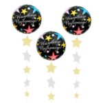 Κρεμαστά χάρτινα Διακοσμητικά Ασημί & Χρυσά Αστέρια 4m