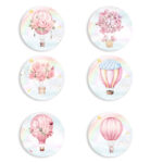 Ξύλινες Κονκάρδες ροζ Αερόστατο (6 τεμ)