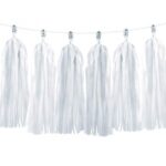 Λευκή γιρλάντα με φούντες (12 τεμ)