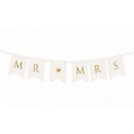 Μπάνερ γάμου λευκό Mr & Mrs