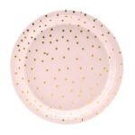 Πιάτα γλυκού Ροζ με χρυσό πουά (6 τεμ)