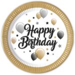 Πιάτα Happy Birthday Χρυσό (8 τεμ)