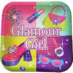 Πιάτα πάρτυ τετράγωνα Glamour girl (8 τεμ)