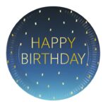 Πιάτα φαγητού μπλε Όμπρε Birthday (8 τεμ)