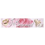 Πινακίδα αυτοκινήτου γάμου-βάπτισης pink rose (2 τεμ)