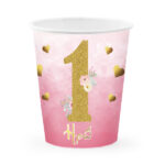 Ποτήρια πάρτυ "1st Birthday" ροζ χρυσό (3 τεμ)