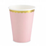 Ποτήρια πάρτυ ροζ με χρυσό (6 τεμ)