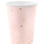 Ποτήρια πάρτυ ροζ με χρυσό πουά (6 τεμ)