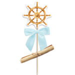 Προσκλητήριο βάπτισης Ναυτικό Πηδάλιο στικάκι με ρολάκι 