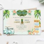Προσκλητήριο βάπτισης Aloha - Tropical