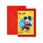 Προσκλήσεις πάρτυ Mickey με φάκελο (6 τεμ)