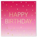 Ροζ Χαρτοπετσέτες με χρυσό Happy Birthday (20 τεμ)