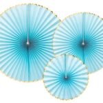 Σετ χάρτινες βεντάλιες ανοιχτό γαλάζιο (3 τεμ.)