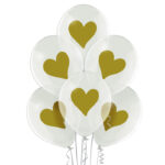 Σετ διάφανα μπαλόνια με χρυσή Καρδιά (6 τεμ)