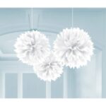 Σετ Fluffy Pom Pom Άσπρα (3 τεμ)