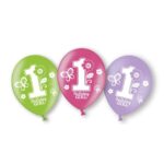Σετ μπαλόνια 1st Birthday Κορίτσι (6 τεμ)