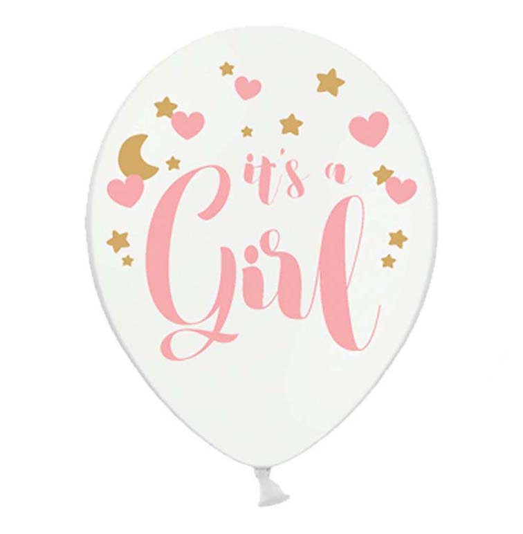 Σετ Μπαλόνια τυπωμένα "It's a Girl" (6 τεμ) - Image 1