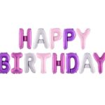 Σετ μπαλονιών "Happy Birthday" Ροζ Μοβ Mix (13 τεμ)