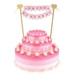Τόπερ τούρτας Happy Birthday ροζ