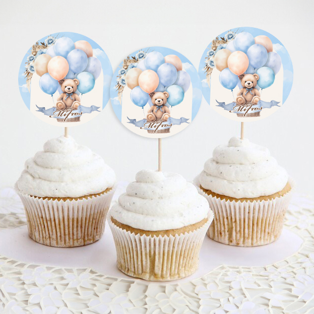 topper-cupcake-arkoudaki-boho-6tem Topper Cupcake Αρκουδάκι Boho (6 τεμ) - Image 1