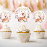 Topper Cupcake Ελαφάκι φλοράλ (6 τεμ)