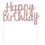 Topper τούρτας Happy Birthday Ροζ χρυσό