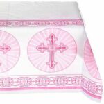 Τραπεζομάντηλο Ροζ με Σταυρό Χάρτινο