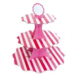 Τριόροφη Βάση γλυκών - Ριγέ φούξια