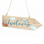 Ξύλινη Πινακίδα βέλος Welcome Ταξίδια