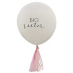 18" Big Sister λευκό Μπαλόνι με ροζ φούντες
