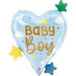 25" Μπαλόνι Καρδιά Baby Boy Stars (NO PKG)