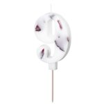 Άσπρο κεράκι με φυσικά λουλούδια - Αριθμός 9