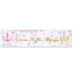 Banner Μονόκερος φλοράλ με μήνυμα