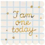 Χαρτοπετσέτες γαλάζιες καρό 'I am One Today' (12 τεμ)