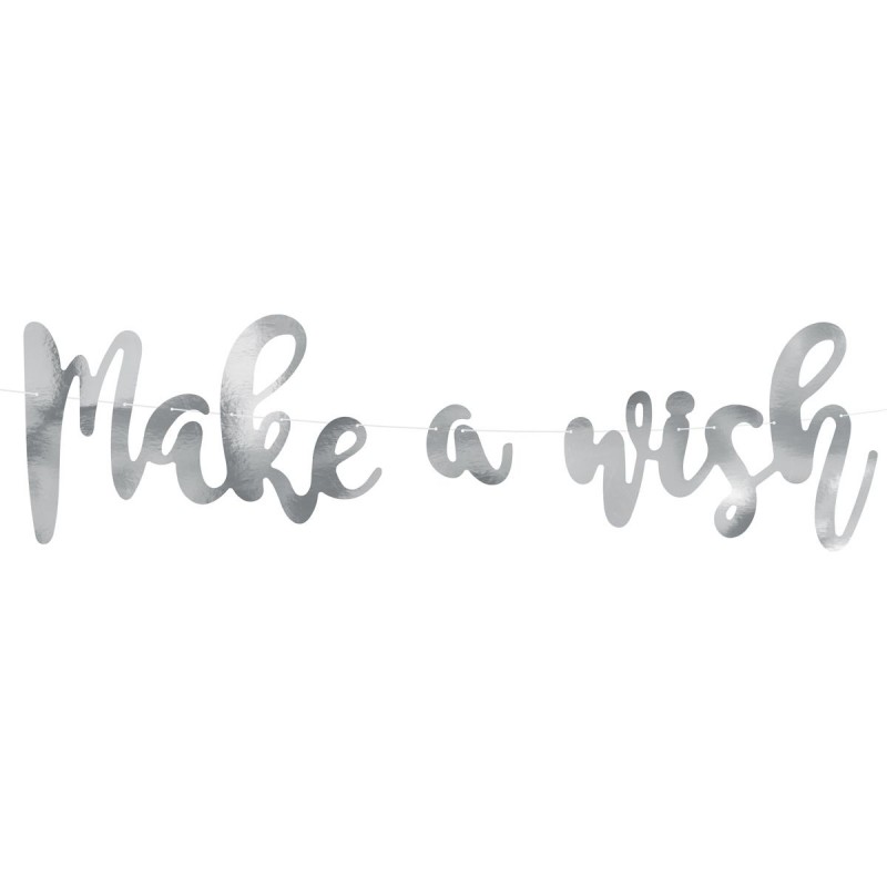 diakosmitiko-mpaner-asimi-_make-a-wish__2 Διακοσμητικό μπάνερ ασημί "Make a wish" - Image 1
