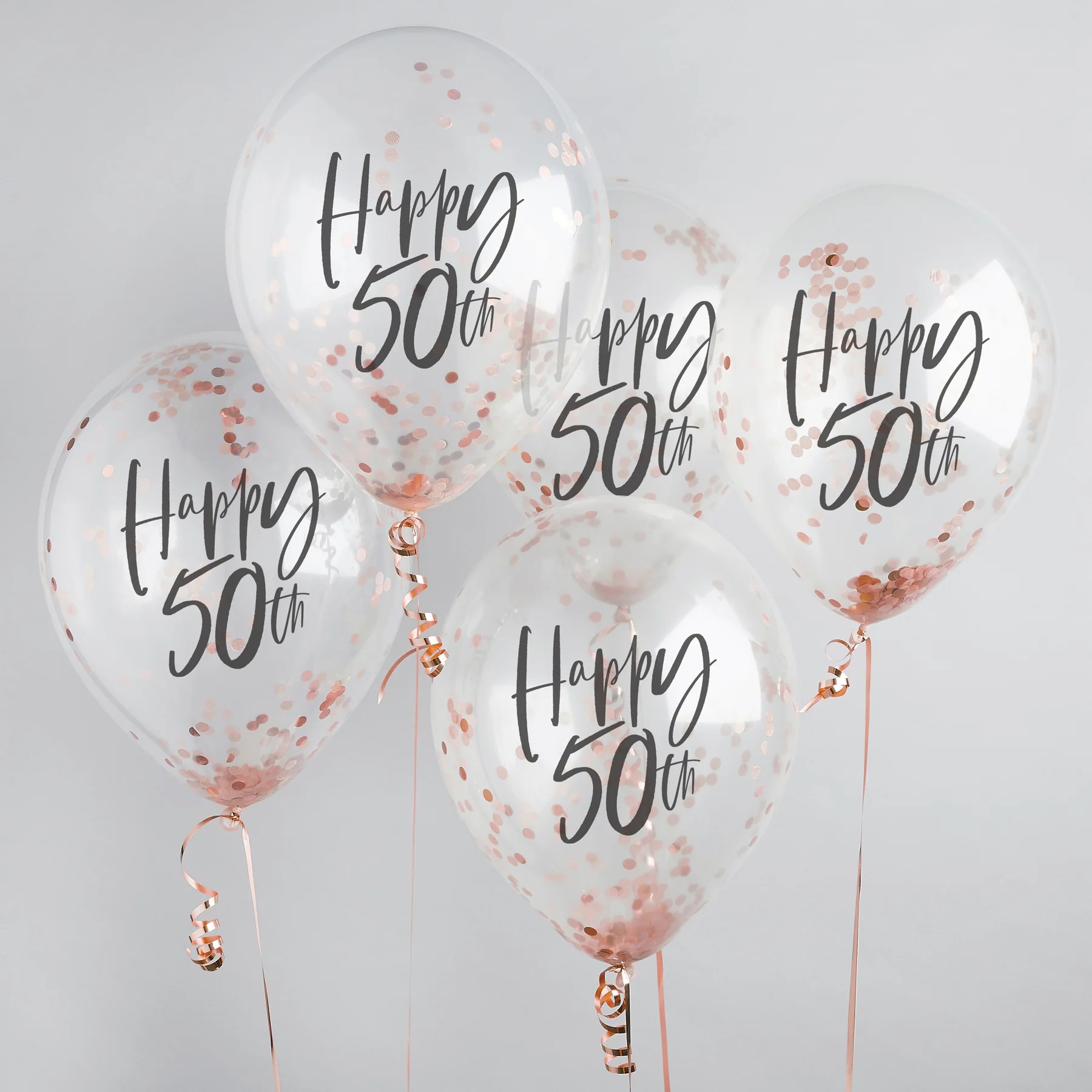 diaphana-mpalonia-happy-50th-me-rosegold-kompheti-_5-tem__1 Διάφανα Μπαλόνια 'Happy 50th' με rosegold κομφετί (5 τεμ) - Image 1