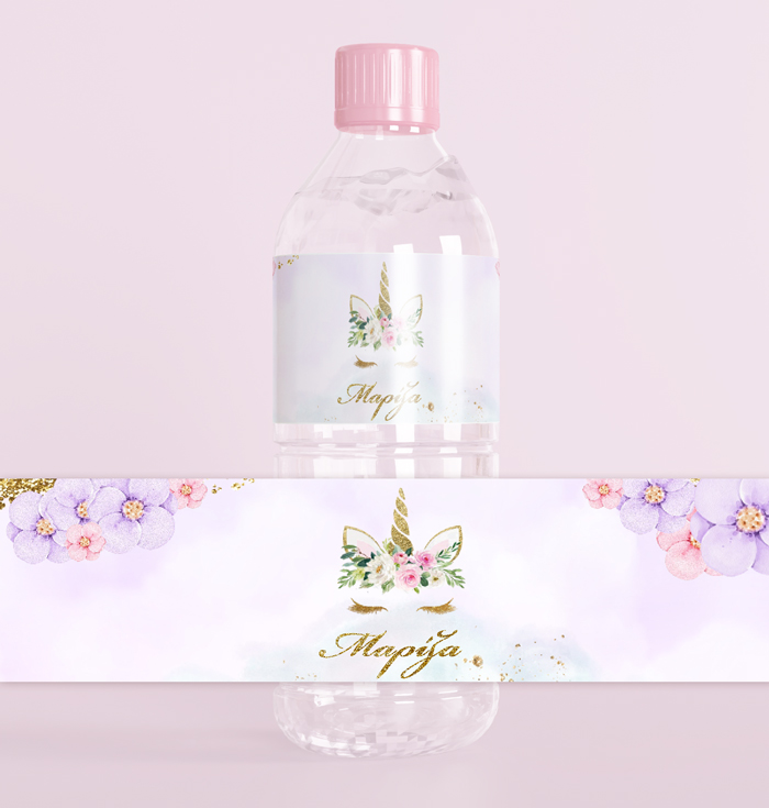 etiketes-nerou-monokeros-floral Ετικέτες νερού Μονόκερος Φλοράλ (8 τεμ) - Image 1