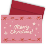 Ευχετήρια Γιορτινή Κάρτα σε Ροζ Background - "Merry Christmas"