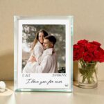 Γυάλινη κορνίζα  με εφέ καθρέπτη Polaroid I love you