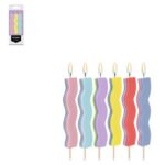 Κεράκια Πολύχρωμα Κυματιστά (6 τεμ)