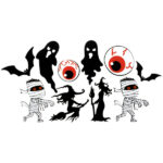 Ξύλινες φιγούρες Halloween Στοιχειωμένο Σπίτι (10 τεμ)