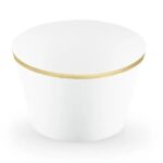 Λευκό Περιτύλιγμα για cupcakes με χρυσή λεπτομέρεια (6 τεμ)