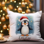Μαξιλάρι Χριστουγεννιάτικο - Πιγκουίνος με Σκουφάκι