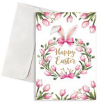 Κάρτα Πασχαλινή- Στεφάνι Με Τουλίπες