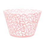 Περιτύλιγμα για cupcakes με ροζ διάτρητο σχέδιο (10 τεμ)
