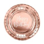 Πιάτα γλυκού Happy Birthday rosegold (6 τεμ)