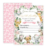 Προσκλήσεις πάρτυ Ζώα της Ζούγκλας Κορίτσι (8 τεμ)