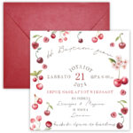 Προσκλητήριο βάπτισης - Κεράσι