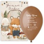 Προσκλητήριο Βάπτισης μπαλόνι - Woodland