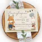 Προσκλητήριο βάπτισης Woodland Ζωάκια με φάκελο